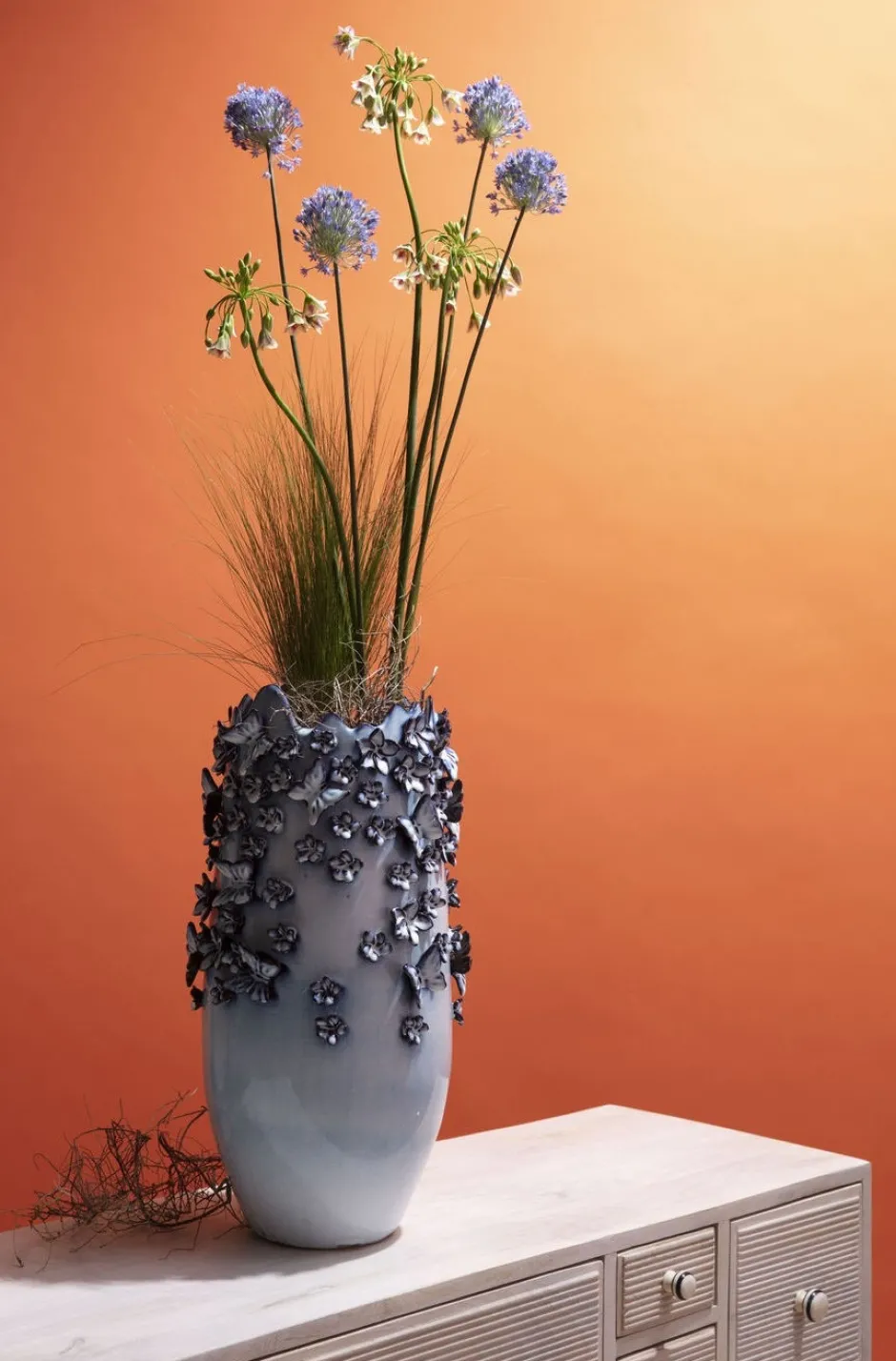 Best Sale Vaas Butterflies Lichtblauw 50cm Woondecoratie|Kasten
