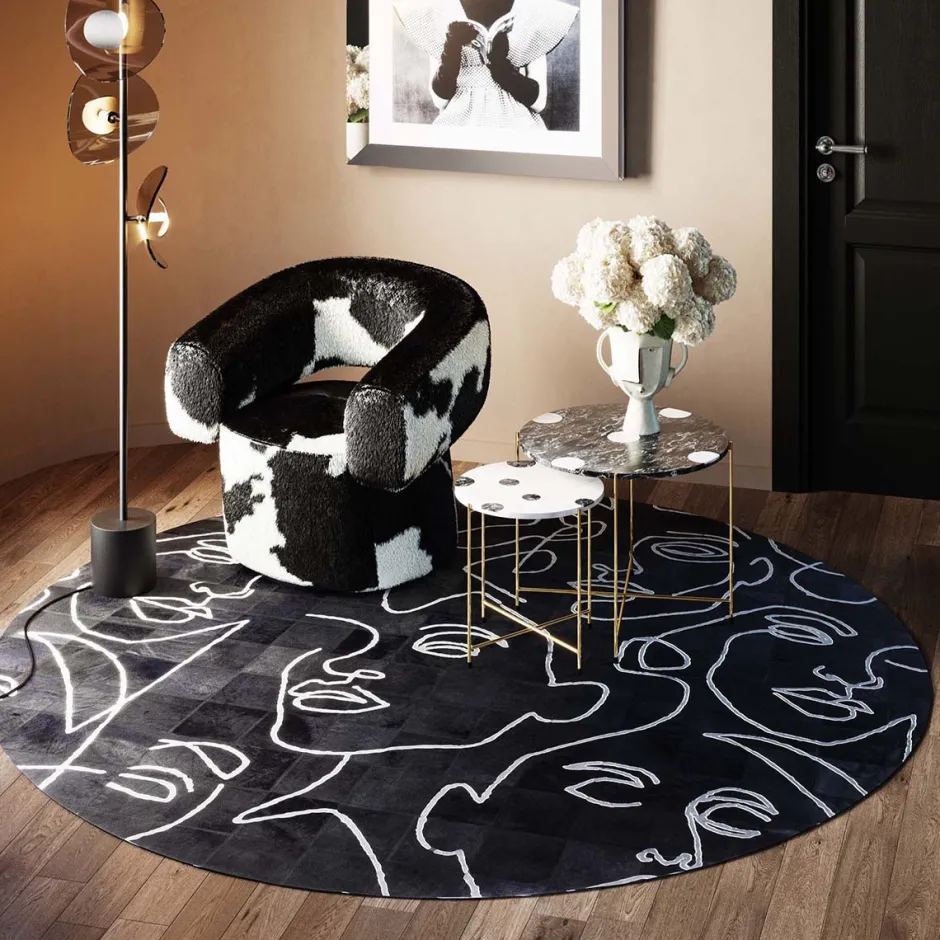 Outlet Vloerkleed Art Faces Ø250cm Vloerkleden & Textiel|Kasten