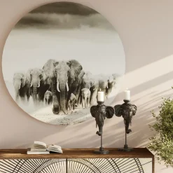 Shop Wandfoto Elephant Walk Ø120cm Kasten|Tuinmeubelen
