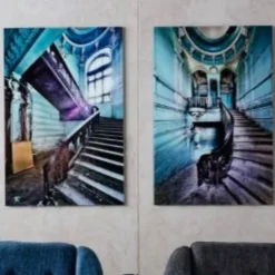 Cheap Wandfoto Glass Old Staircase 120x80 Cm Wanddecoratie|Kasten