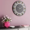 Store Wandklok Leonardo Grijs-Goud Woondecoratie|Kasten
