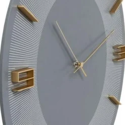 Store Wandklok Leonardo Grijs-Goud Woondecoratie|Kasten