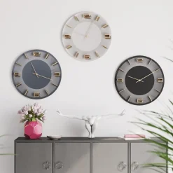 Store Wandklok Leonardo Grijs-Goud Woondecoratie|Kasten