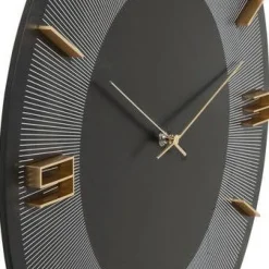 Sale Wandklok Leonardo Zwart-Goud 50cm Woondecoratie|Kasten