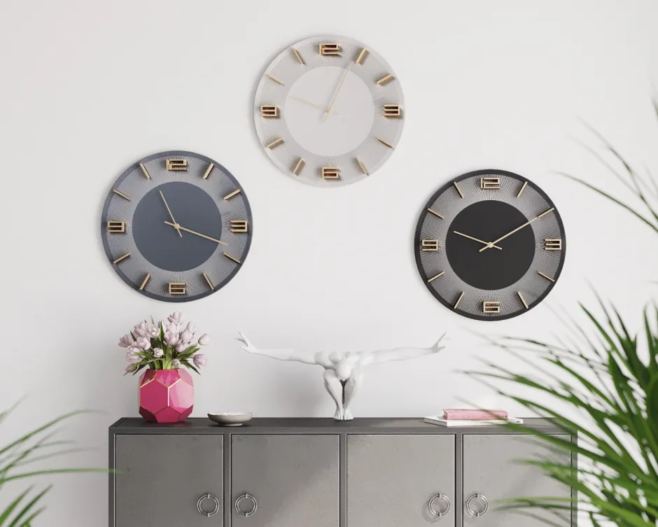 Sale Wandklok Leonardo Zwart-Goud 50cm Woondecoratie|Kasten