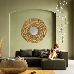 New Wandspiegel Twiggy Gold Ø121cm Spiegels|Kasten