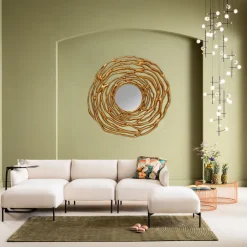 New Wandspiegel Twiggy Gold Ø121cm Spiegels|Kasten
